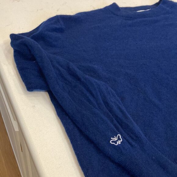 Cartolina Nantucket 100% Cashmere Navy Heart Embroidered Caden Soft Sweater XS - Picture 10 of 11